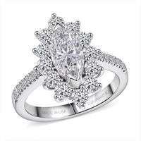 Luxuriant Lab Grown Diamond (E-F, VS) Ring in Rhodium Over Sterling Silver (Size 10.0) 2.00 ctw