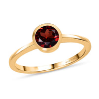 D'Joy Mozambique Garnet Solitaire Ring in 18K Vermeil YG Over Sterling Silver Size 10 0.90 ctw