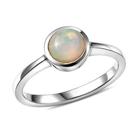D'Joy Premium Ethiopian Welo Opal 0.65 ctw Ring in Rhodium Over Sterling Silver (Size 9.0)