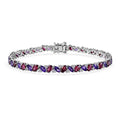D'Joy Orissa Rhodolite Garnet, Multi Gemstone Romantic Petal Line Bracelet in Rhodium Over Sterling Silver (6.50 In) 10.25 ctw - Sticky add to cart bar