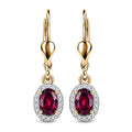 D'Joy Premium Orissa Rhodolite Garnet and Moissanite 0.80 ctw Dusk Glow Earrings in 18K Vermeil Yellow Gold Over Sterling Silver - Sticky add to cart bar