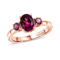 D'Joy Premium Orissa Rhodolite Garnet, Moissanite Ring in 18K Vermeil RG Over Sterling Silver (Size 7.0) 1.80 ctw - Sticky add to cart bar
