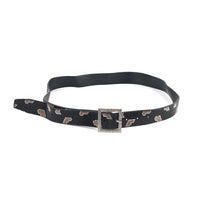 Livmore Black Handmade Crystal Faux Leather Belt with Metal Buckle (47.2 inches)