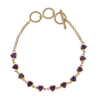EverTrue African Amethyst 4.65 ctw Heart Journey Bracelet in 18K YG Plated with ION Plated YG Stainless Steel (7.25-8.25In)