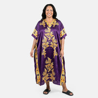 Winlar Black Floral Long Kaftan