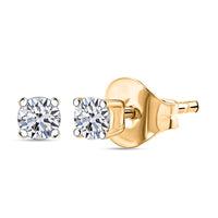 Lab Grown Diamond G-H SI 0.25 ctw Solitaire Stud Earrings in 18K Vermeil Yellow Gold Over Sterling Silver