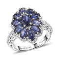 D'Joy Premium Catalina Iolite, Moissanite Floral Ring in Rhodium Over Sterling Silver (Size 10.0) 3.20 ctw - Sticky add to cart bar