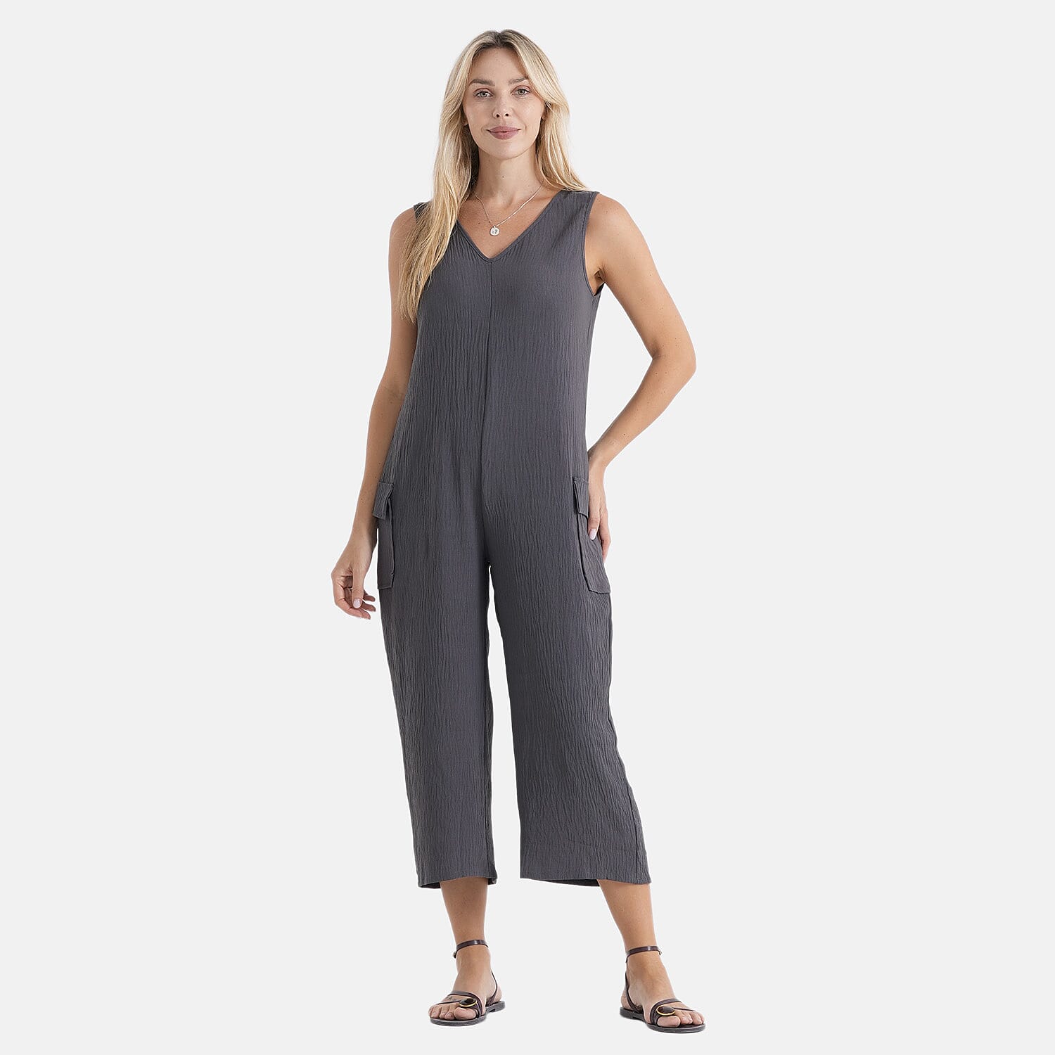 La Marey Black Sleeveless Jumpsuit with Pockets - One Size Fits Most