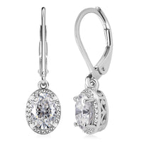 EverTrue Moissanite 1.60 ctw Solitaire Lever Back Earrings in Platinum Bond