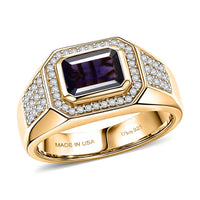 D'Joy Premium Catalina Iolite, Moissanite Ring in 18K Vermeil YG Over Sterling Silver (Size 10.0) 1.80 ctw