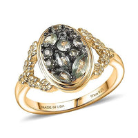 D'Joy Premium Green Sapphire Ring in 18K Vermeil YG Over Sterling Silver (Size 10.0) 0.65 ctw