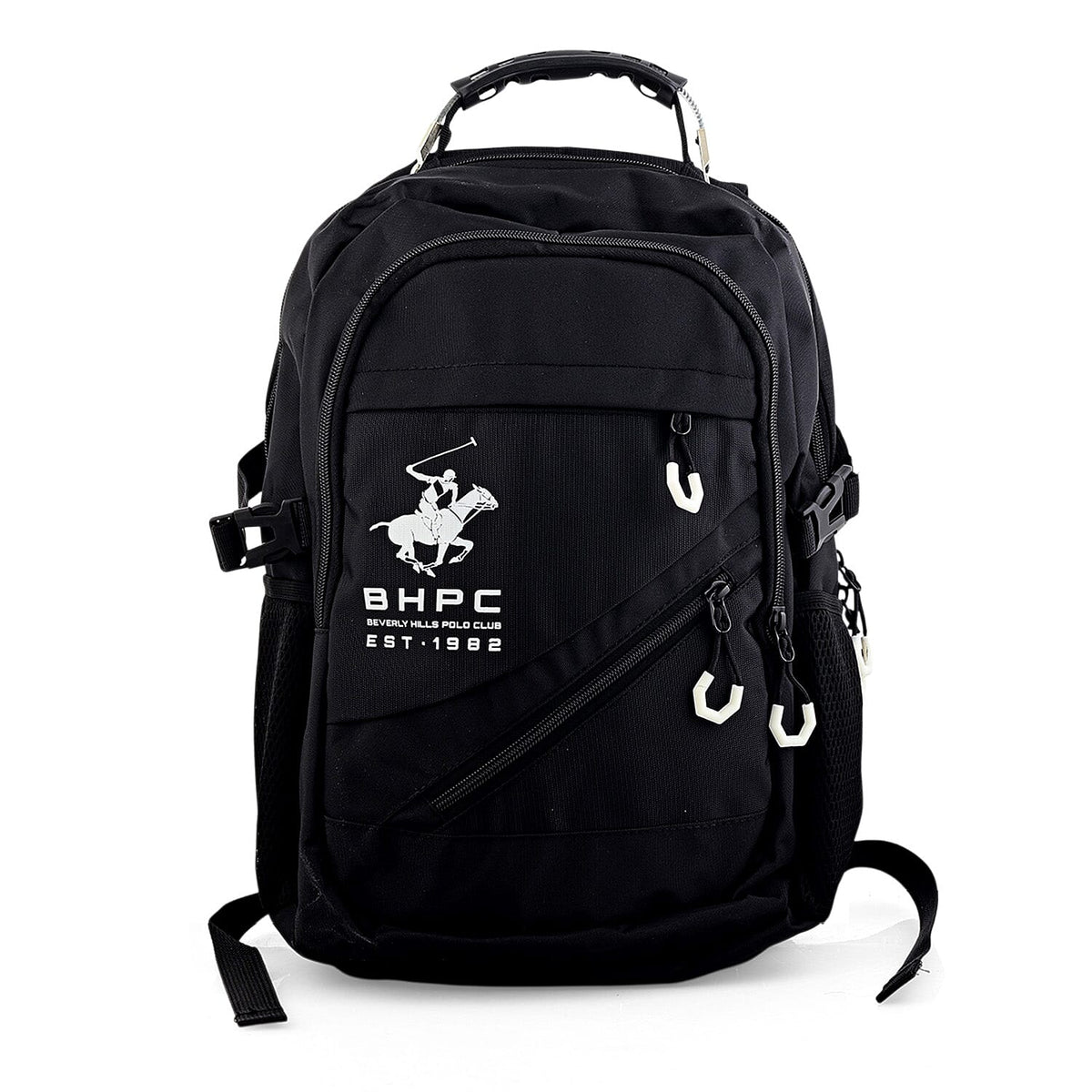 Closeout Beverly Hills Polo Club Black and White Multi Compartment Backpack (12.25x18.25x5)