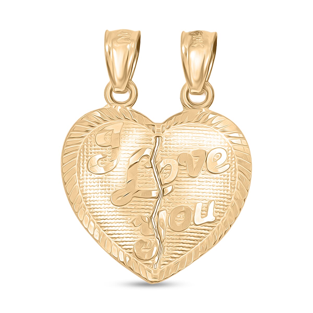 Made in America Splitting Hearts Pendant without Chain in 10K Yellow Gold 1.16 Grams