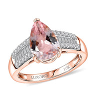 Luxoro 10K Rose Gold Premium Pink Morganite, Diamond (G-H, I2) (0.30 cts) Ring (Size 6.0) 2.00 ctw