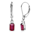 Premium Niassa Ruby (FF), Luxuriant Lab Grown Diamond (G-H, SI) Red Majesty Earrings in Rhodium Over Sterling Silver 1.80 ctw - Sticky add to cart bar