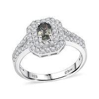 D'Joy Premium Australian Sapphire, White Zircon Ring in Rhodium Over Sterling Silver (Size 10.0) 1.65 ctw