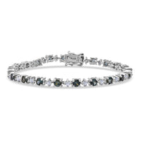 D'Joy Premium Australian Sapphire, Moissanite Bracelet in Rhodium Over Sterling Silver (6.50 In) 7.50 ctw