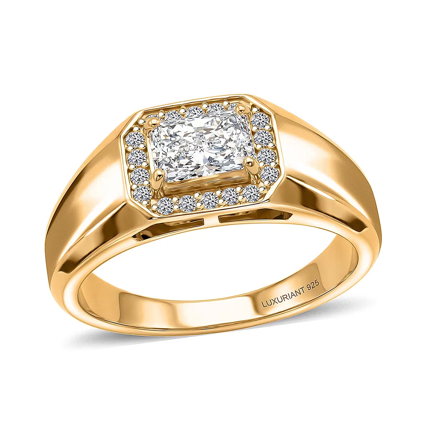 Luxuriant Lab Grown Diamond (E-F, VS) Men's Ring in Rhodium Over Sterling Silver (Size 10.0) 1.25 ctw