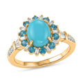 D'Joy Sleeping Beauty Turquoise, Multi Gemstone Ring in 18K Vermeil YG Over Sterling Silver (Size 10.0) 2.50 ctw - Sticky add to cart bar