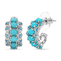 D'Joy Premium Sleeping Beauty Turquoise and Malgache Neon Apatite 4.50 ctw Skyline Drop Hoop Earrings in Rhodium Over Sterling Silver - Sticky add to cart bar