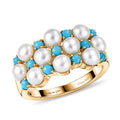 D'Joy Sleeping Beauty Turquoise, Freshwater Pearl Ring in 18K Vermeil YG Over Sterling Silver (Size 10.0) 0.50 ctw - Sticky add to cart bar