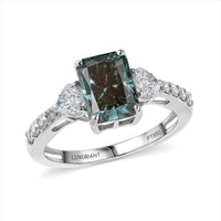 SGL Certified 950 Platinum Luxuriant Lab Grown Green Diamond (IR) and Lab Grown Diamond (VS) Forest Flame Desire Ring (Size 6.0) (4.45 g) 2.75 ctw