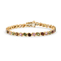 D'Joy Premium Multi-Tourmaline Spectrum Link Bracelet in Rhodium Over Sterling Silver (7.25 In) 8.60 ctw - Sticky add to cart bar