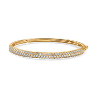 EverTrue Lab Created White Sapphire 3 Row Bangle Bracelet in 18K YG Plated (6.50 In) 4.50 ctw