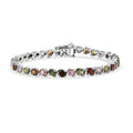 D'Joy Premium Multi-Tourmaline Spectrum Link Bracelet in Rhodium Over Sterling Silver (7.25 In) 8.60 ctw - Sticky add to cart bar