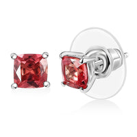 D'Joy Lab Created Orange Sapphire Solitaire Stud Earrings in Platinum Over Sterling Silver 1.60 ctw