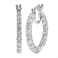 EverTrue Lab Created White Sapphire Hoop Earrings in Platinum Bond 3.50 ctw