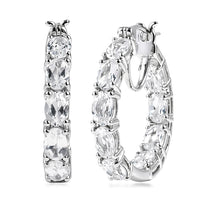 EverTrue Lab Created White Sapphire Hoop Earrings in Platinum Bond 10.30 ctw