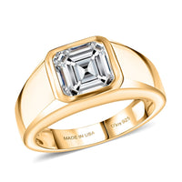 D'Joy Premium White Topaz Men's Ring in 18K Vermeil YG Over Sterling Silver (Size 10.0) 3.40 ctw