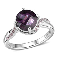 EverTrue Simulated Amethyst Color and Pink Diamond Ring in Platinum Bond (Size 10.0) 6.10 ctw