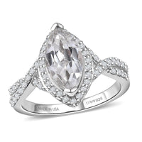 D'Joy White Topaz Ring in Rhodium Over Sterling Silver (Size 10.0) 3.00 ctw