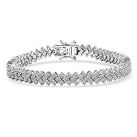 Luxuriant Lab Grown Diamond G-H SI 7.10 ctw Bracelet in Rhodium Over Sterling Silver (7.25 In)