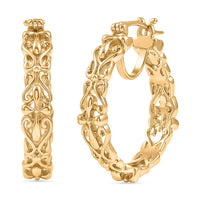 EverTrue Bronzella Collection Royal Vine Filigree Hoop Earrings in 18K Yellow Gold Plated Bronze