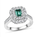 Certified & Appraised D'Joy Pirineu Lagoon Tourmaline and Moissanite 1.50 ctw Ring in Rhodium Over Sterling Silver - Sticky add to cart bar