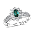 Certified & Appraised D'Joy Pirineu Lagoon Tourmaline, Moissanite Ring in Rhodium Over Sterling Silver (Size 6.0) 1.35 ctw - Sticky add to cart bar