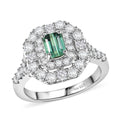 Certified & Appraised D'Joy Pirineu Lagoon Tourmaline and Moissanite 1.60 ctw Ring in Rhodium Over Sterling Silver - Sticky add to cart bar