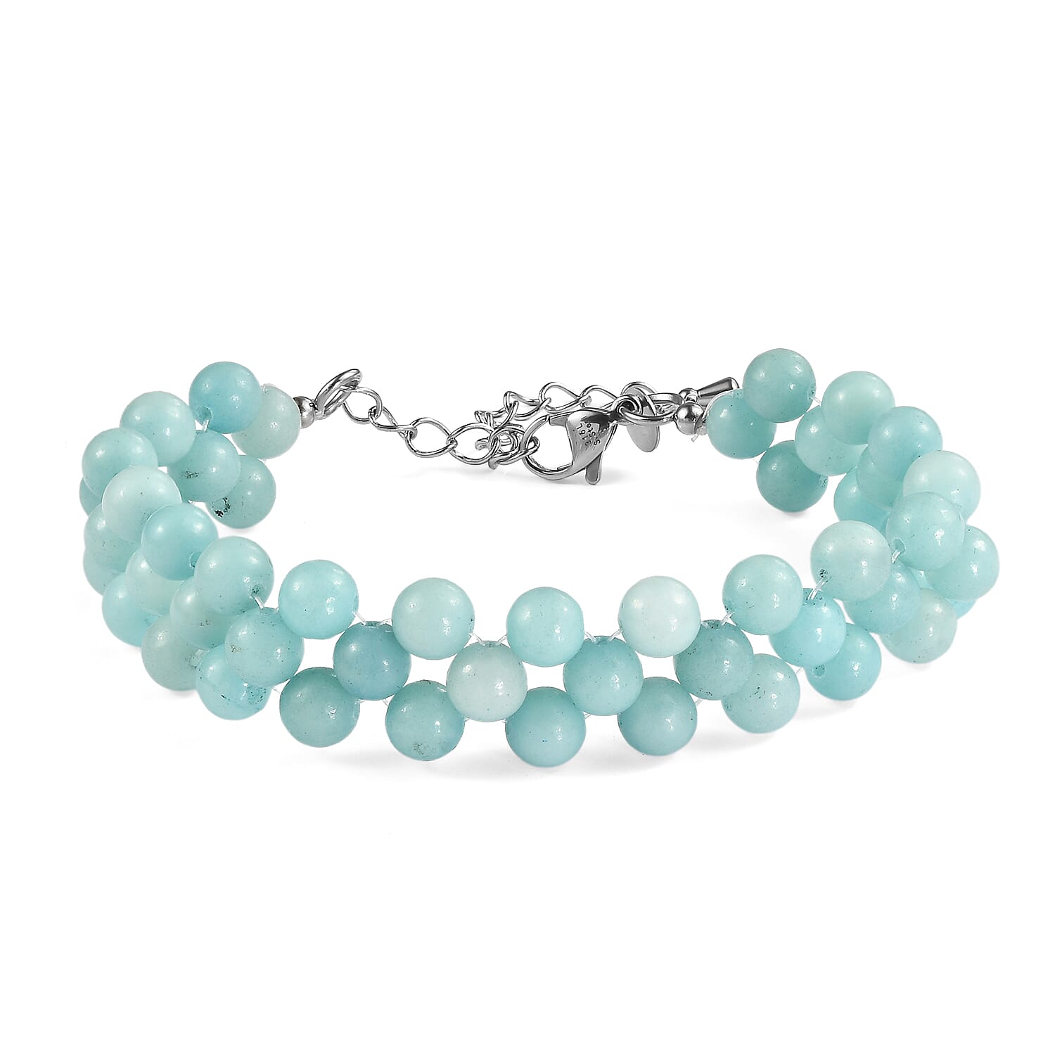 EverTrue Amazonite Beaded Bracelet in Stainless Steel (7.25-9.25In) 95.00 ctw