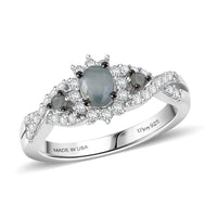 D'Joy Narsipatnam Alexandrite, Moissanite Ring in Rhodium Over Sterling Silver (Size 10.0) 0.80 ctw