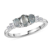 D'Joy Narsipatnam Alexandrite, Diamond Ring in Rhodium Over Sterling Silver (Size 10.0) 0.70 ctw