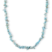 Larimar 160.00 ctw Chips Necklace in Stainless Steel 18-20 Inches