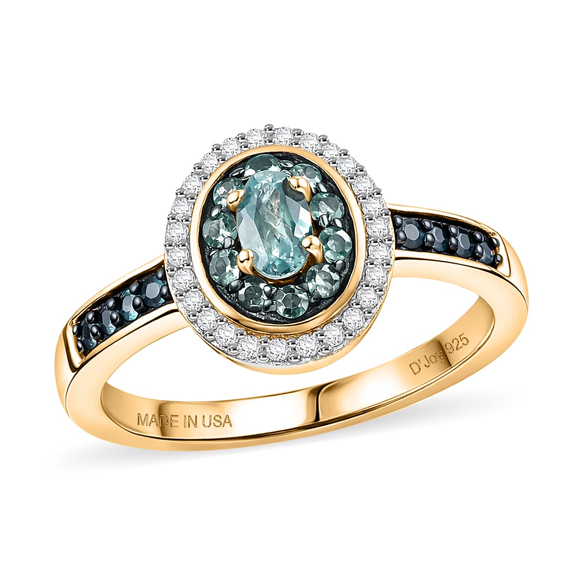 D'Joy Narsipatnam Alexandrite, Moissanite Ring in 18K Vermeil YG Over Sterling Silver (Size 10.0) 0.85 ctw