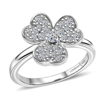Luxuriant Lab Grown Diamond (G-H, SI) Ring in Rhodium Over Sterling Silver (Size 7.0) 0.50 ctw