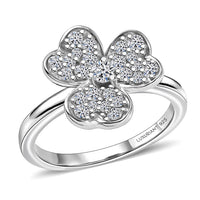 Luxuriant Lab Grown Diamond (G-H, SI) Ring in Rhodium Over Sterling Silver (Size 7.0) 0.50 ctw