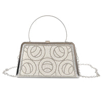 La Marey Golden Leaf Pattern Crystal Evening Clutch Bag (7.87"x0.91"x4.25")