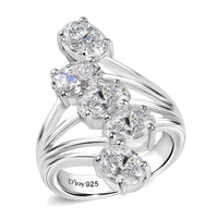 J Francis Swarovski Zirconia Ring in Platinum Over Sterling Silver (Size 7.5) 3.75 ctw