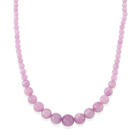 D'Joy Kunzite 400.00 ctw Beaded Necklace in Rhodium Over Sterling Silver (20-22 Inches)